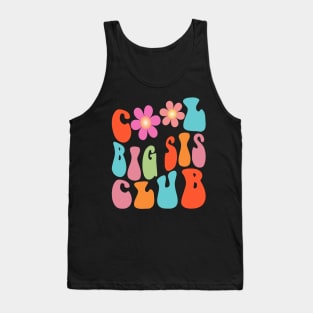 Retro Groovy Cool Big Sis Club Flower Kids Girls Big Sister Tank Top